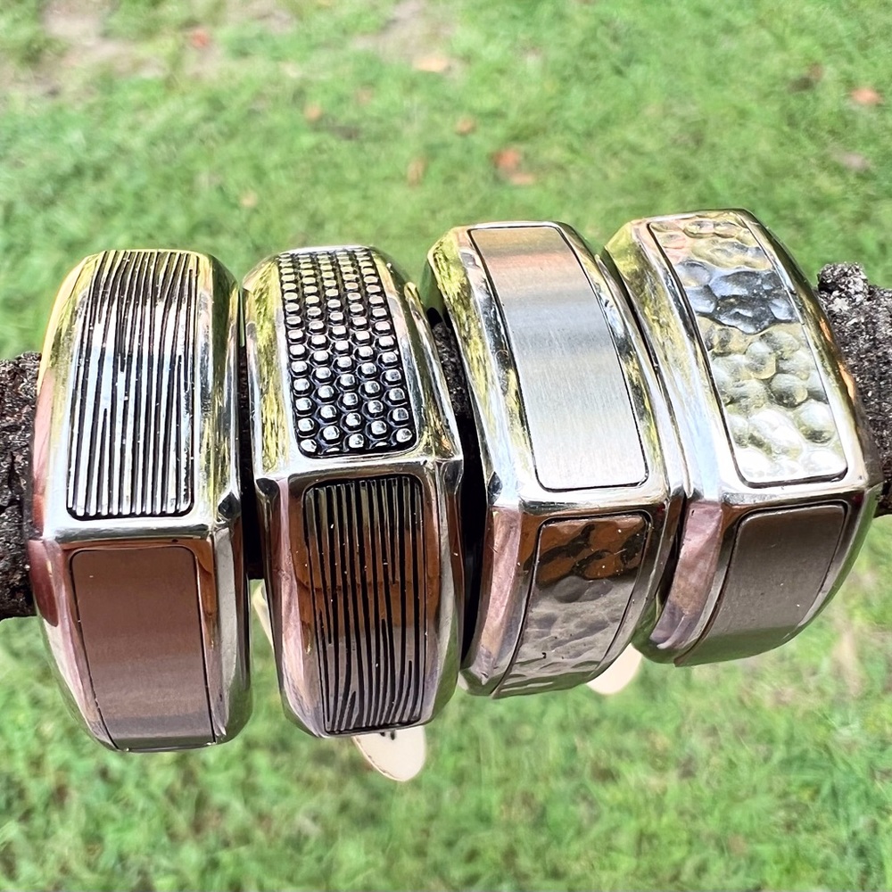 Designer Stainless Maurer Limited Quest 4 Sided Ring NWOT - Stackable